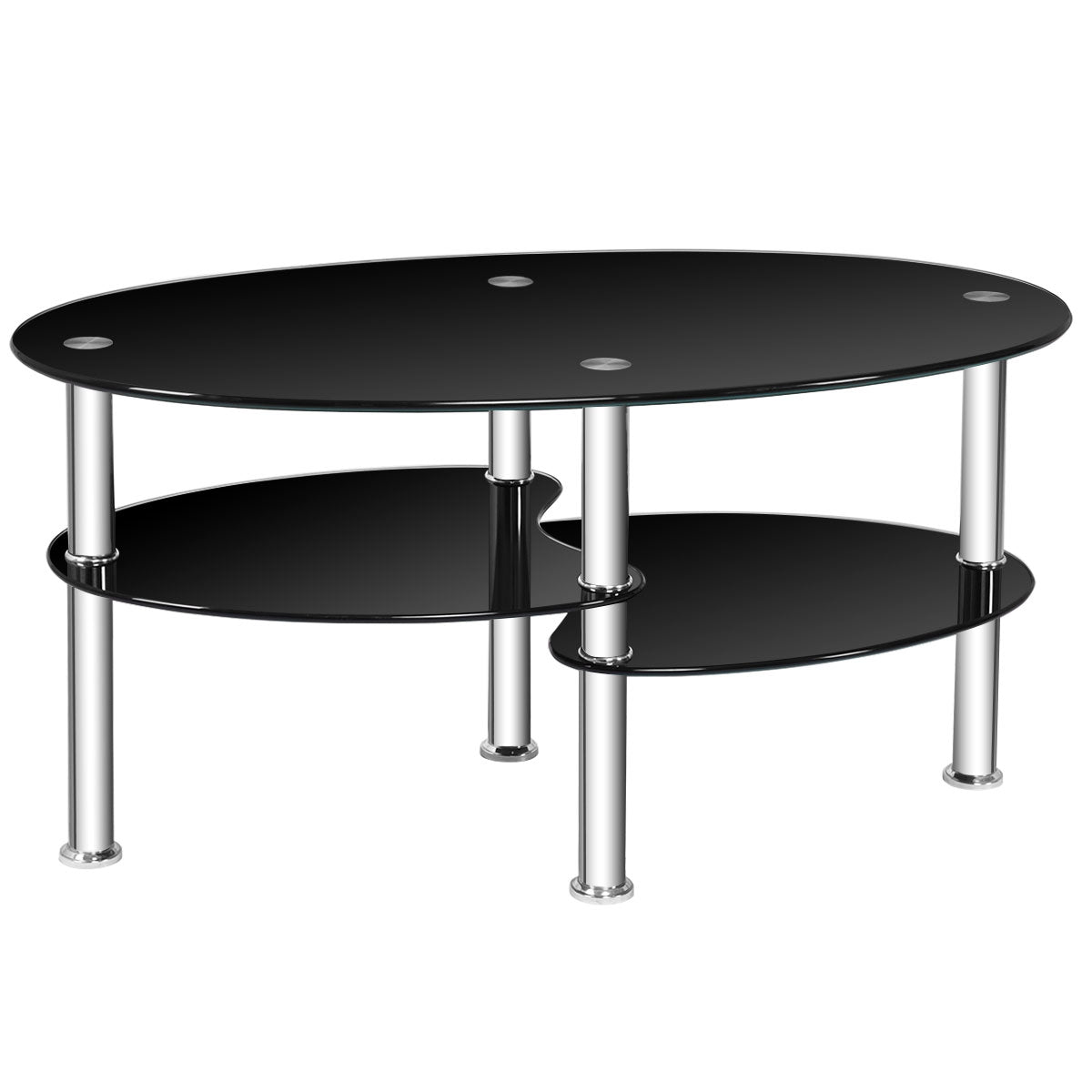 Mesa de centro ovalada de cristal templado