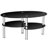 Mesa de centro ovalada de cristal templado