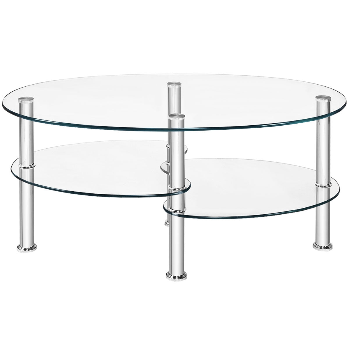Mesa de centro ovalada de cristal templado