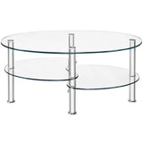 Mesa de centro ovalada de cristal templado