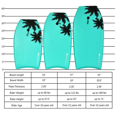 Bodyboard de surf súper ligero de 33/37/41 pulgadas