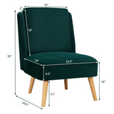 Sillón auxiliar sin brazos de terciopelo con patas de madera de caucho para dormitorio