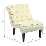 Cotton Linen Fabric Armless Accent Chair with Adjustable Foot Pads