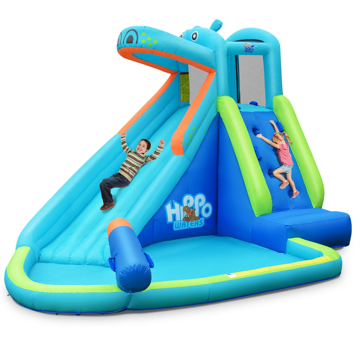 Piscina Inflable de Agua con Salpicaduras y Tobogán Sin Soplador