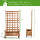 Caja de jardinera de madera de 50 pulgadas con enrejado móvil para plantas trepadoras
