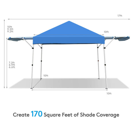 Carpa plegable de 17 x 10 pies con toldo instantáneo ajustable