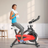 Bicicleta Estática Magnética con Volante de Inercia de 35 libras para Casa y Gimnasio - Negra y Roja