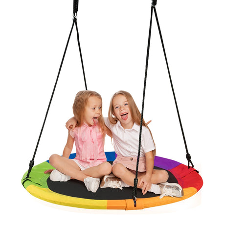 Columpio de árbol platillo volador de 40 pulgadas y 770 libras, regalo para niños, con 2 correas para colgar del árbol - Multicolor