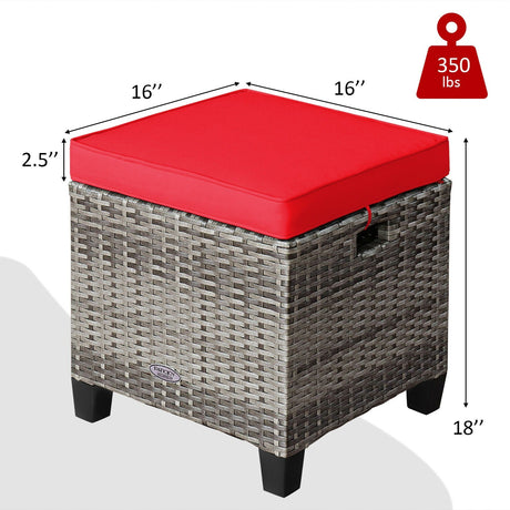 2 otomanas de ratán para patio con cojines extraíbles - Azul marino