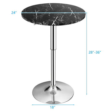 Mesa de Pub para Cóctel Giratoria 360° con Pata y Base Plateadas