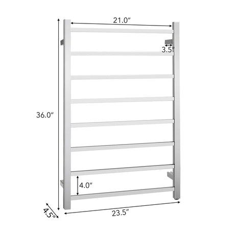 Calentador de toallas eléctrico de 145W para pared, secador calefactado con 8 barras cuadradas