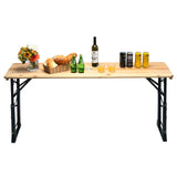 Mesa de Picnic Plegable de Madera para Exteriores de 66.5 Pulgadas con Alturas Ajustables