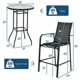 Juego de 3 taburetes de mesa de bar para patio exterior