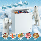 Congelador horizontal de 5.2 pies cúbicos Refrigerador de una puerta vertical con 3 canastas - Blanco