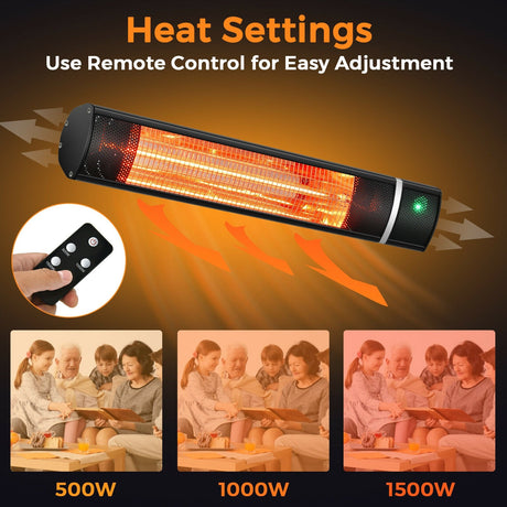 Calentador de patio eléctrico para exteriores de 1500 W con control remoto