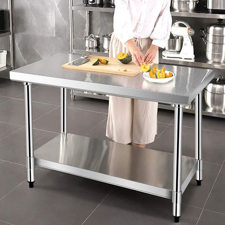 Mesa de preparación de alimentos comercial de acero inoxidable de 24 x 36 pulgadas