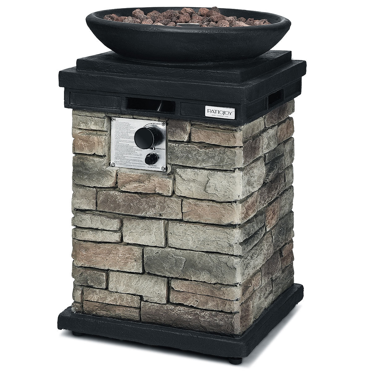 40000 BTU Columna Fogata de Propano para Exterior, Aspecto Realista, Calentador