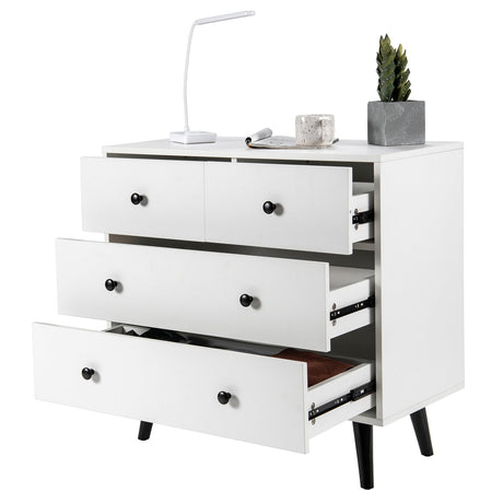 Cómoda de 4 cajones, aparador independiente, mueble, blanco