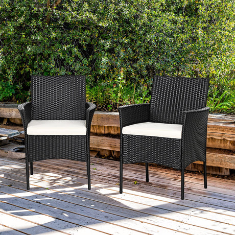 2 Sillas de mimbre para patio con cómodos cojines de asiento