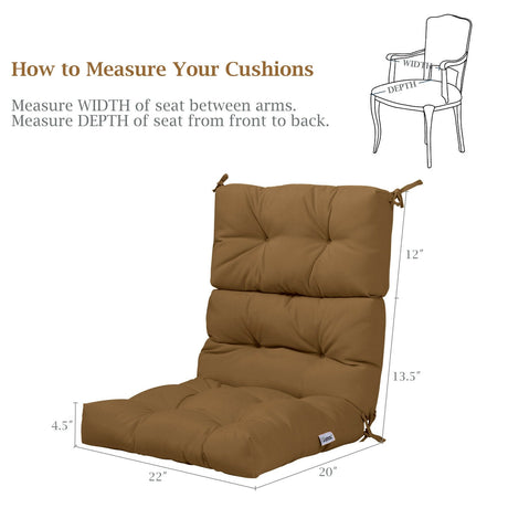 Cojín de asiento para silla de patio exterior, con mechones, de 22 x 44 pulgadas