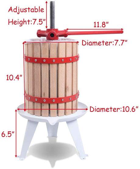 Prensa de frutas para vino de 6 litros (1.6 galones) para hacer sidra/jugo