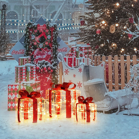 3 Cajas de regalo iluminadas de Navidad con 60 luces LED para interiores y exteriores