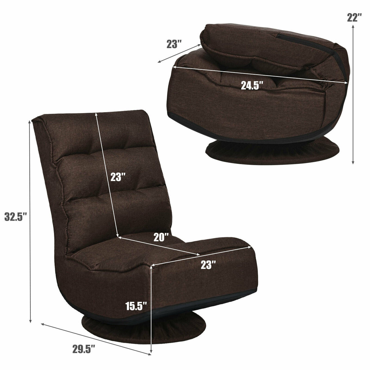 Silla de juego plegable de suelo de 5 posiciones