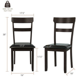 Juego de 2 sillas de comedor con estructura de madera de caucho y asiento tapizado de piel sintética
