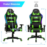 Silla Gaming Giratoria Ajustable con Luces LED y Mando a Distancia