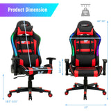 Silla Gaming Giratoria Ajustable con Luces LED y Mando a Distancia
