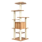 Árbol para gatos de madera de 7 niveles, torre alta para gatos con postes de sisal y condominio