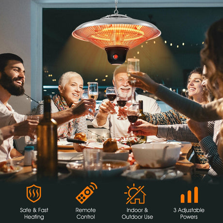 Calentador infrarrojo eléctrico de techo colgante de 1500W con control remoto