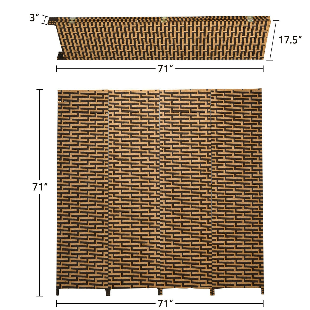 Divisor de ambientes plegable de 4 paneles con bisagras inoxidables - Amarillo
