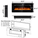 Chimenea eléctrica empotrada ultrafina de 42 pulgadas con temporizador