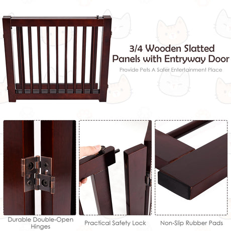 Valla de madera configurable plegable de 3 paneles para perros de 24 pulgadas
