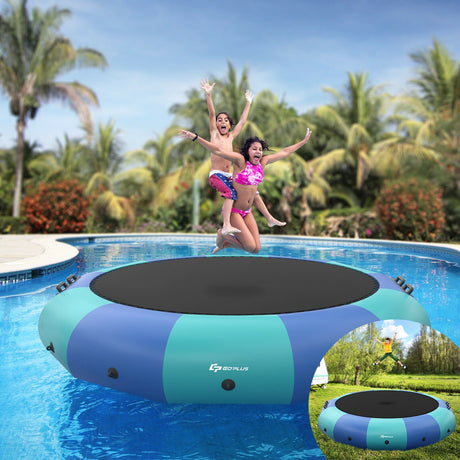 Trampolín Hinchable Acuático de 15 Pies con Colchoneta de Salto y Salpicaduras