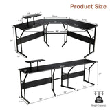 Mesa de escritorio para ordenador en forma de L reversible de 88,5 pulgadas con soporte para monitor