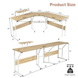 Mesa de escritorio para ordenador en forma de L reversible de 88,5 pulgadas con soporte para monitor