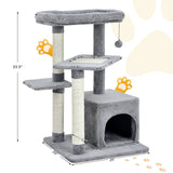 Árbol para gatos con percha y pelota colgante para juego y descanso en interiores