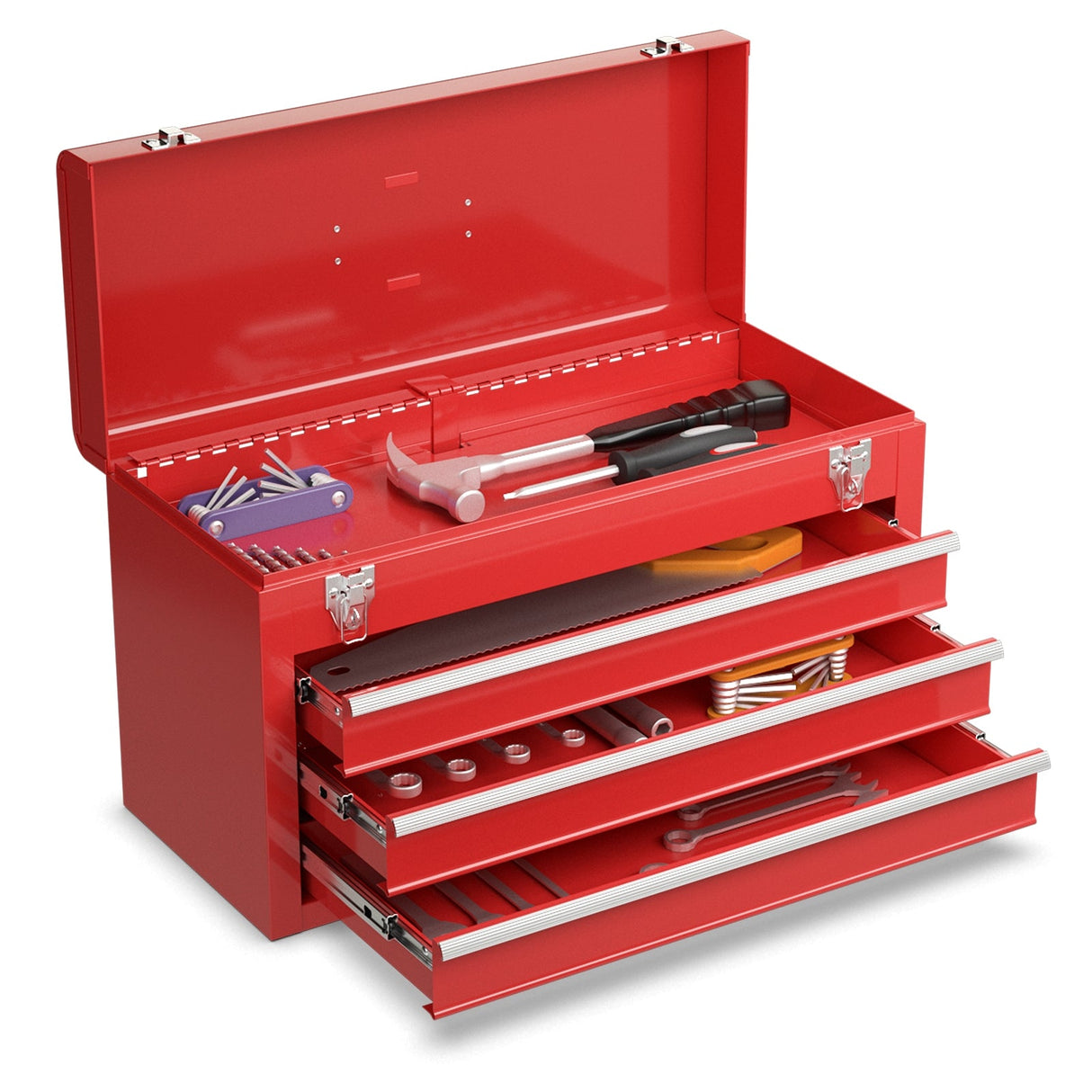 Caja de herramientas portátil para mecánico de garaje con 3 cajones