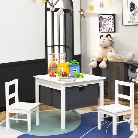 Juego de mesa de actividades 2 en 1 para niños y 2 sillas con mesa de bloques de construcción con almacenamiento