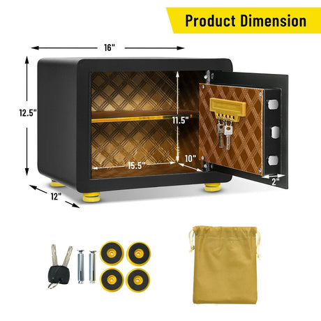 Caja fuerte electrónica a prueba de fuego e impermeable de 1.0 pies cúbicos con teclado digital y llave