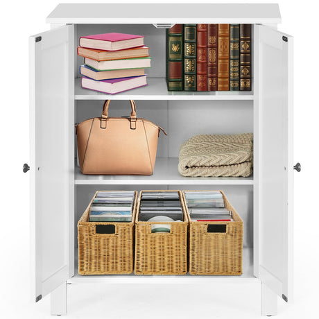 Organizador de almacenamiento de pie para baño de 2 puertas con ahorro de espacio