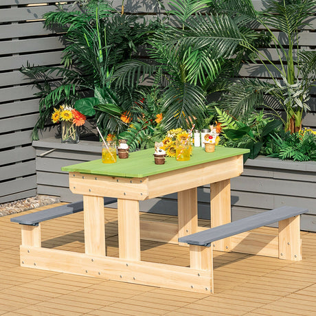 Mesa de agua y arena de madera para niños, 3 en 1, para exteriores, con cajas de juegos