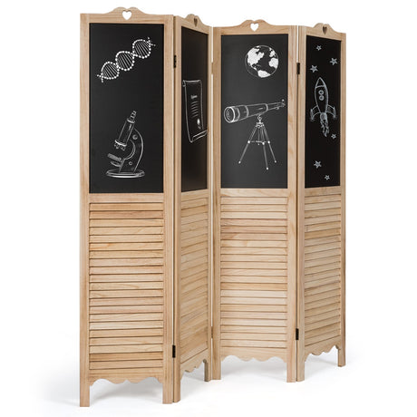 Divisor de ambiente plegable de 4 paneles con pizarra