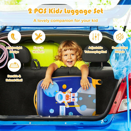 Juegos de equipaje de 2 piezas para niños con mochila y maleta para viajar