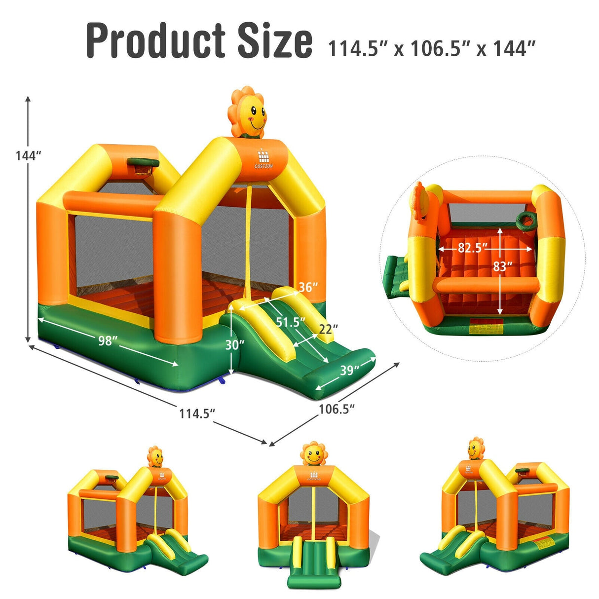 Castillo Hinchable para Niños con Tobogán sin Soplador