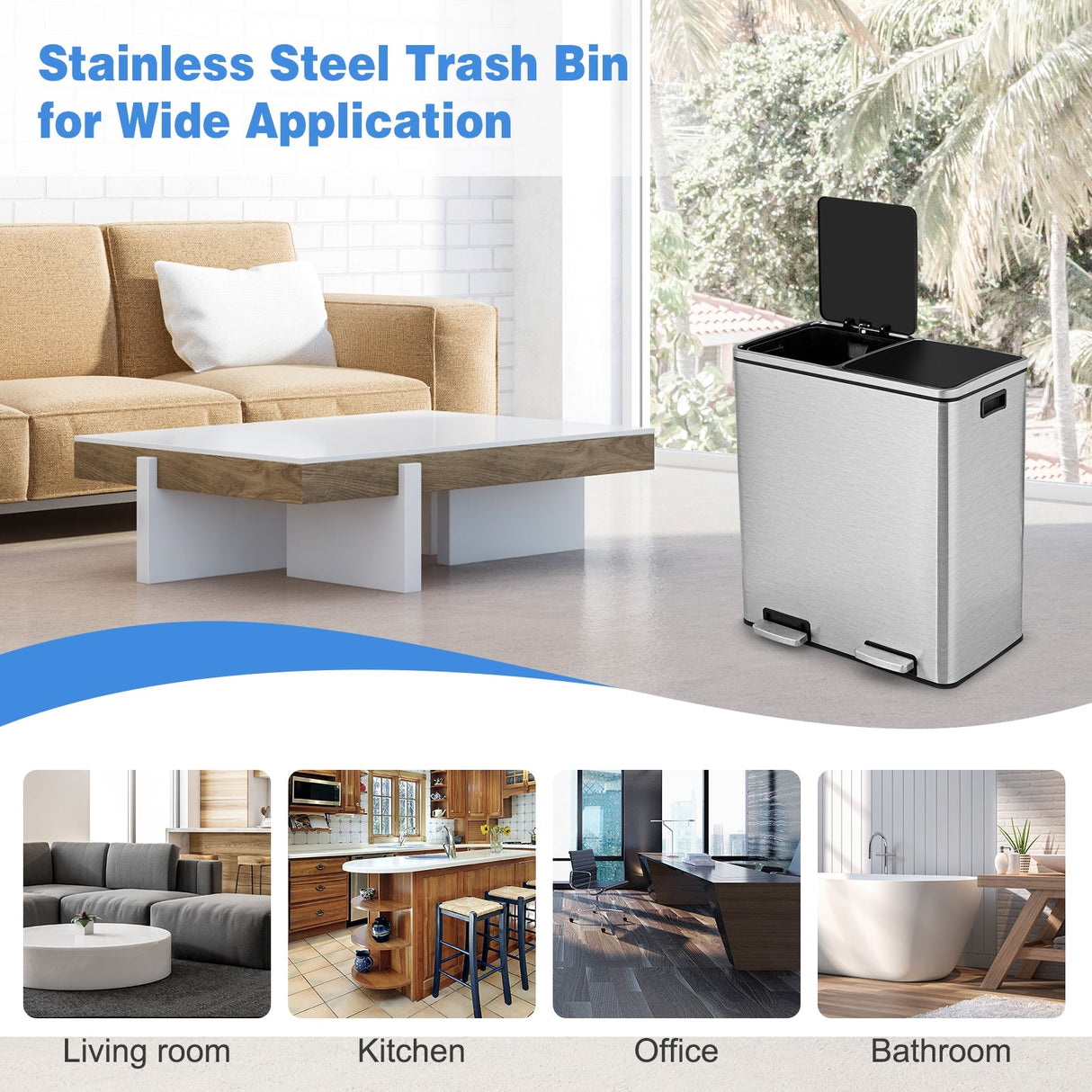 Cubo de basura doble de 60 litros