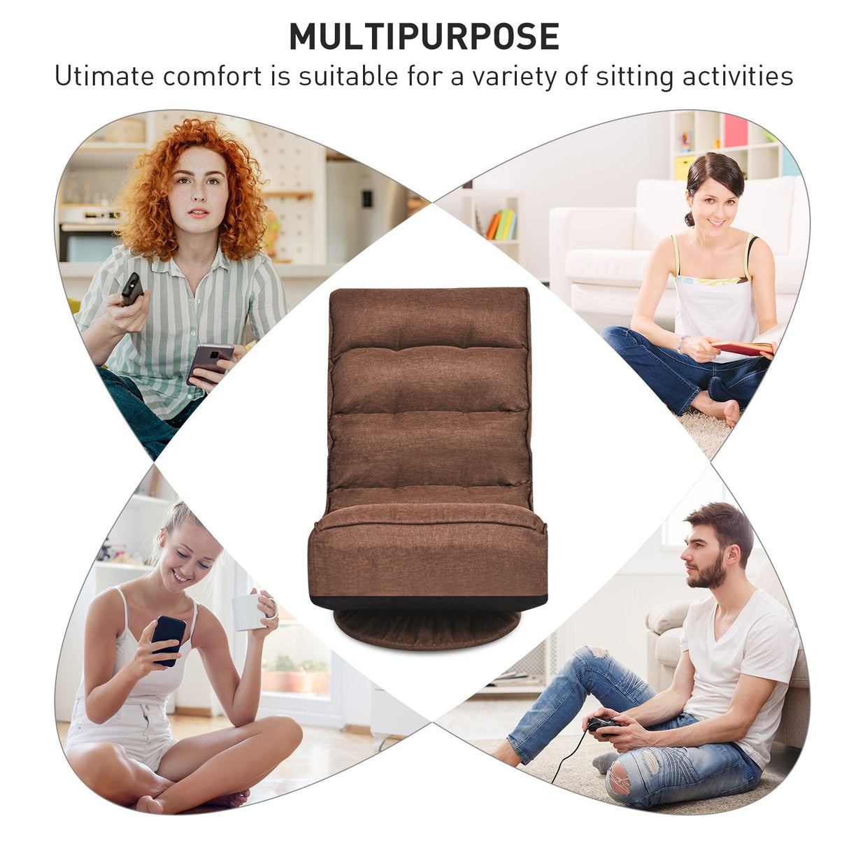 Silla de juego plegable de suelo de 5 posiciones