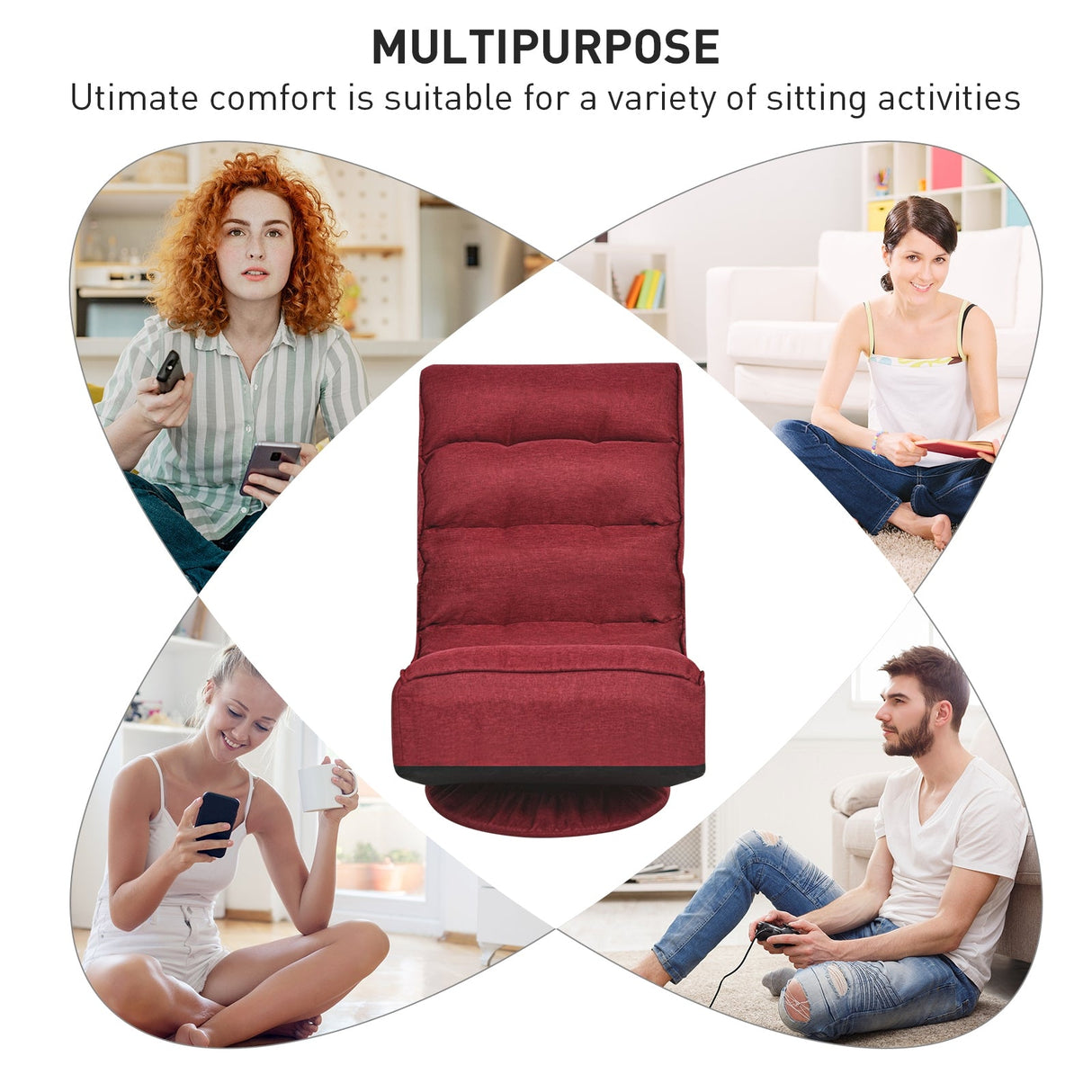 Silla de juego plegable de suelo de 5 posiciones